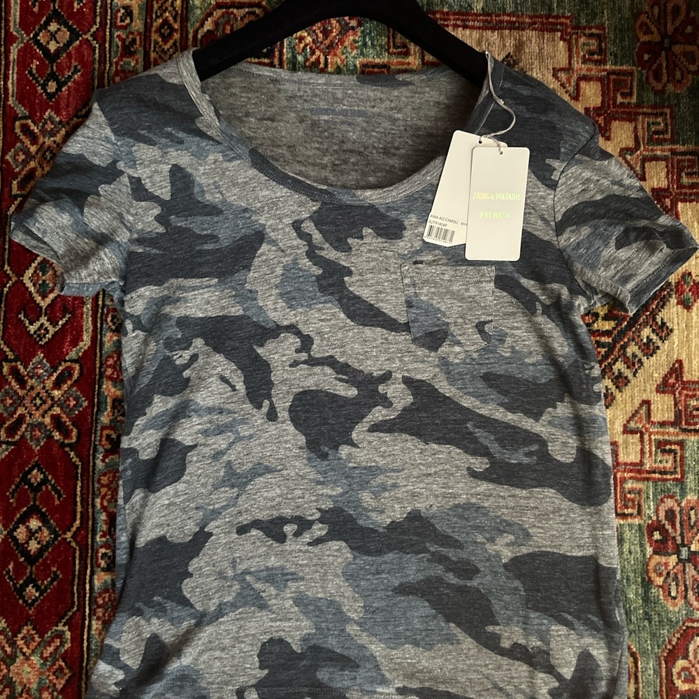 Zadig & Voltaire Linen Awa Camouflage Print Tee